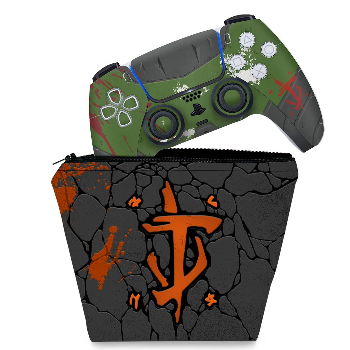 KIT Capa Case e Skin Anti-Rage PS5 Controle - Doom: The Dark Ages