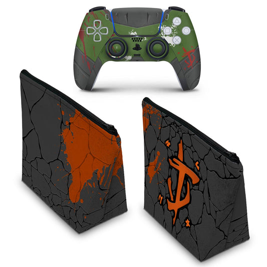 KIT Capa Case e Skin Anti-Rage PS5 Controle - Doom: The Dark Ages