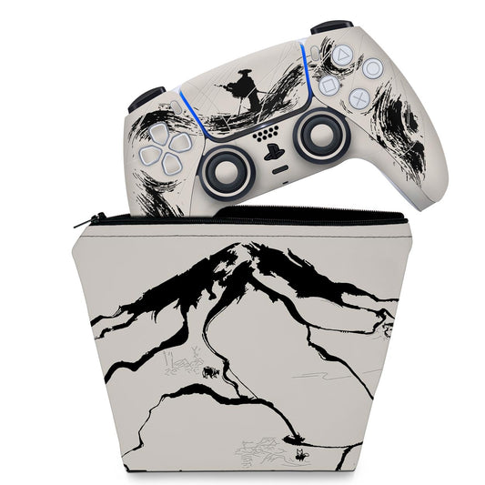 KIT Capa Case e Skin Anti-Rage PS5 Controle - Ghost Of Yotei