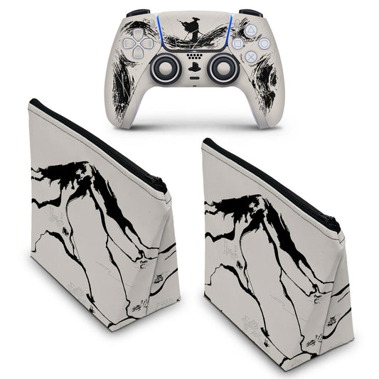 KIT Capa Case e Skin Anti-Rage PS5 Controle - Ghost Of Yotei
