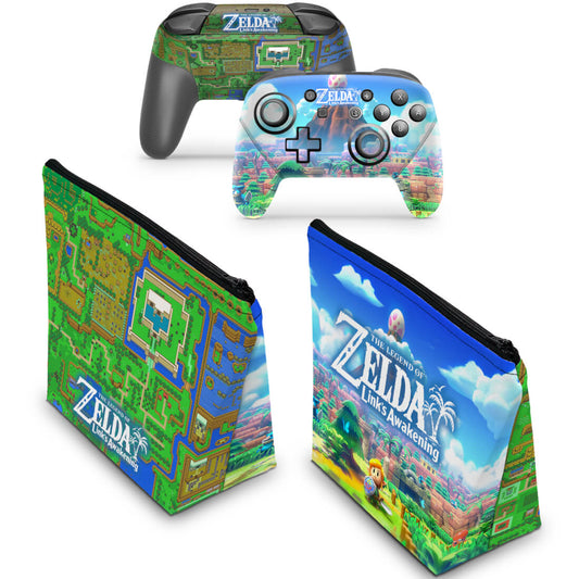 KIT Capa Case e Skin Nintendo Switch Pro Controle - Zelda Link's Awakening