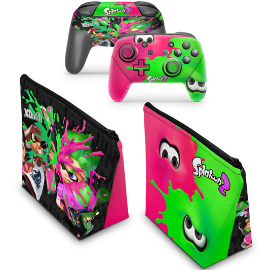 KIT Capa Case e Skin Nintendo Switch Pro Controle - Splatoon 2