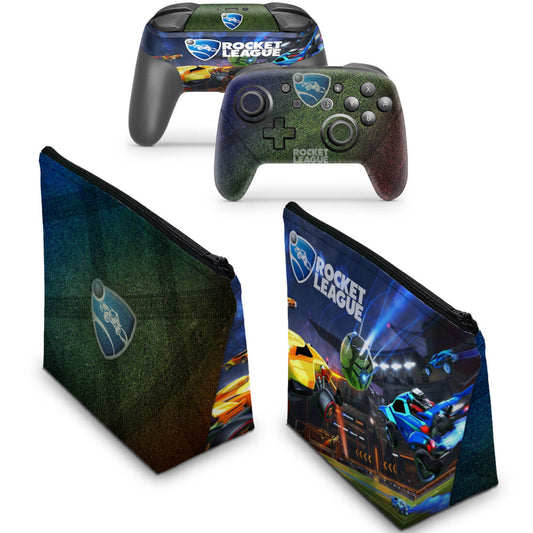 KIT Capa Case e Skin Nintendo Switch Pro Controle - Rocket League