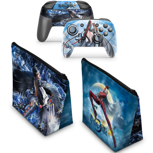 KIT Capa Case e Skin Nintendo Switch Pro Controle - Bayonetta 2