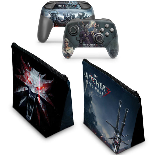 KIT Capa Case e Skin Nintendo Switch Pro Controle - The Witcher 3: Wild Hunt