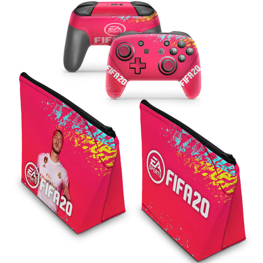 KIT Capa Case e Skin Nintendo Switch Pro Controle - Fifa 20