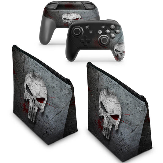 KIT Capa Case e Skin Nintendo Switch Pro Controle - The Punisher Justiceiro