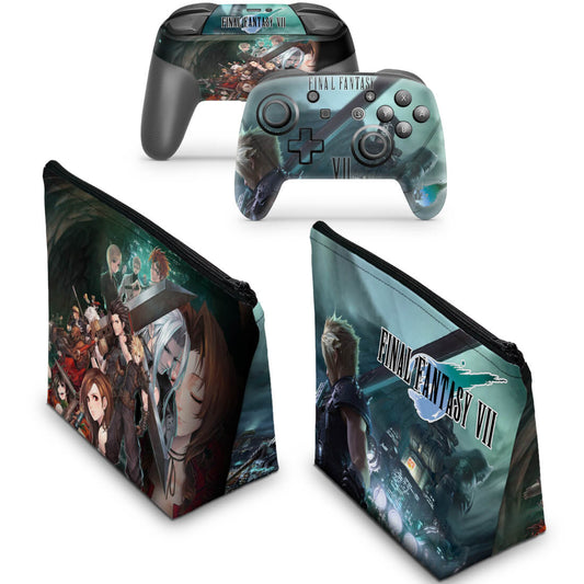 KIT Capa Case e Skin Nintendo Switch Pro Controle - Final Fantasy Vii: Remake