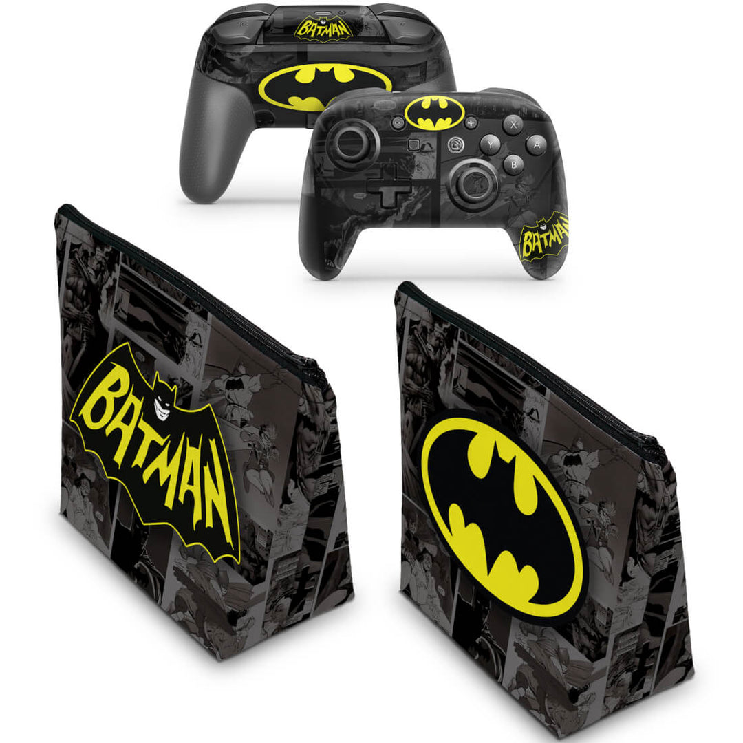 KIT Capa Case e Skin Nintendo Switch Pro Controle - Batman Comics - Pop Arte Skins - foto 2