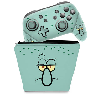 KIT Capa Case e Skin Nintendo Switch Pro Controle - Lula Molusco - Pop Arte Skins