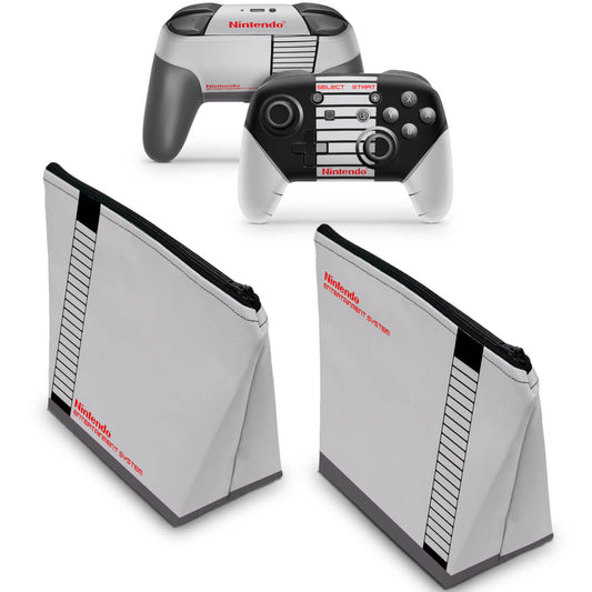 KIT Capa Case e Skin Nintendo Switch Pro Controle - Nintendinho Nes