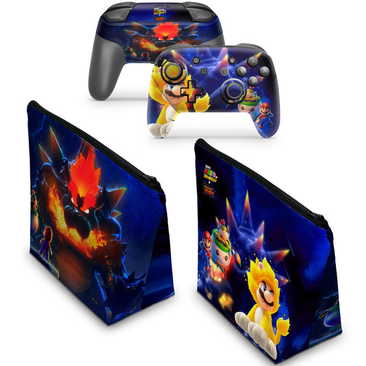 KIT Capa Case e Skin Nintendo Switch Pro Controle - Bowser s Fury