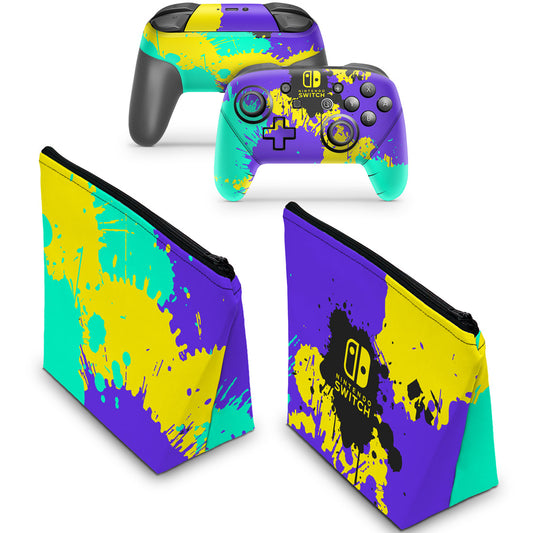 KIT Capa Case e Skin Nintendo Switch Pro Controle - Splatoon 3
