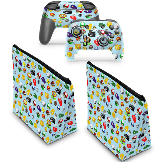 KIT Capa Case e Skin Nintendo Switch Pro Controle - Super Mario