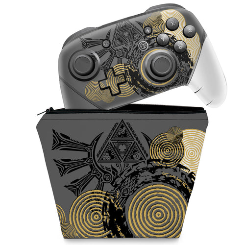 KIT Capa Case e Skin Nintendo Switch Pro Controle - Zelda Tears of the Kingdom Edition
