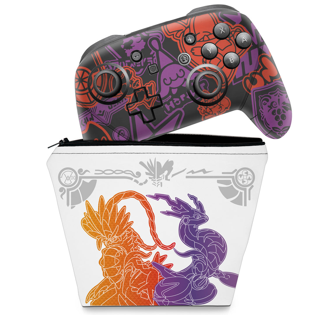 KIT Capa Case e Skin Nintendo Switch Pro Controle - Pokémon Scarlet e Violet - Pop Arte Skins