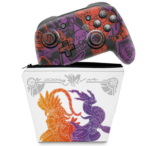 KIT Capa Case e Skin Nintendo Switch Pro Controle - Pokémon Scarlet e Violet - Pop Arte Skins