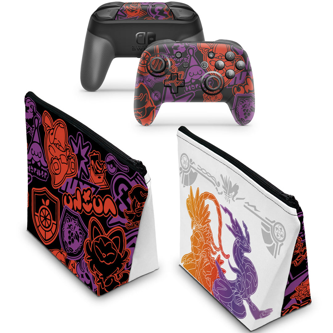KIT Capa Case e Skin Nintendo Switch Pro Controle - Pokémon Scarlet e Violet - Pop Arte Skins - foto 2