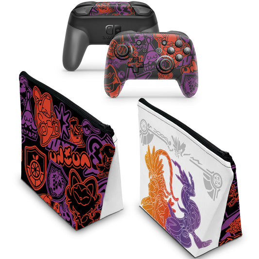 KIT Capa Case e Skin Nintendo Switch Pro Controle - Pokémon Scarlet e Violet