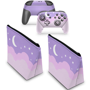 KIT Capa Case e Skin Anti-Rage Nintendo Switch Pro Controle - Noite Estrelada - Pop Arte Skins - foto 2