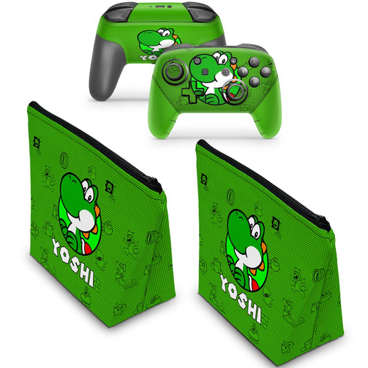 KIT Capa Case e Skin Nintendo Switch Pro Controle - Yoshi