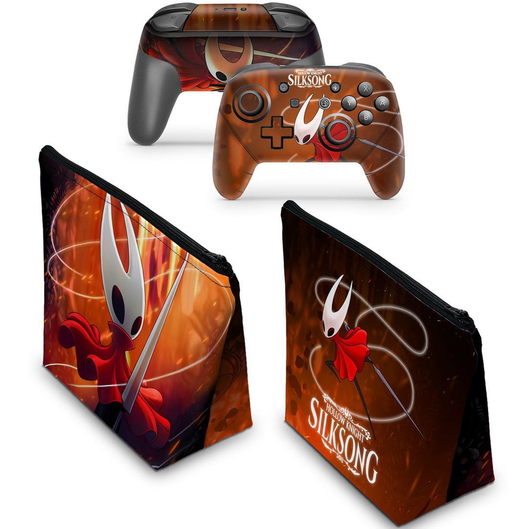 KIT Capa Case e Skin Anti-Rage Nintendo Switch Pro Controle - Hollow Knight: Silksong - Pop Arte Skins - foto 2