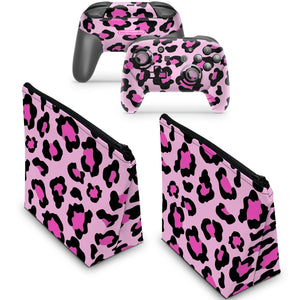 KIT Capa Case e Skin Anti-Rage Nintendo Switch Pro Controle - Onça Rosa - Pop Arte Skins - foto 2
