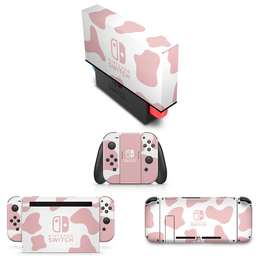 KIT Nintendo Switch Skin Anti-Rage e Capa Anti Poeira - Vaquinha Rosa