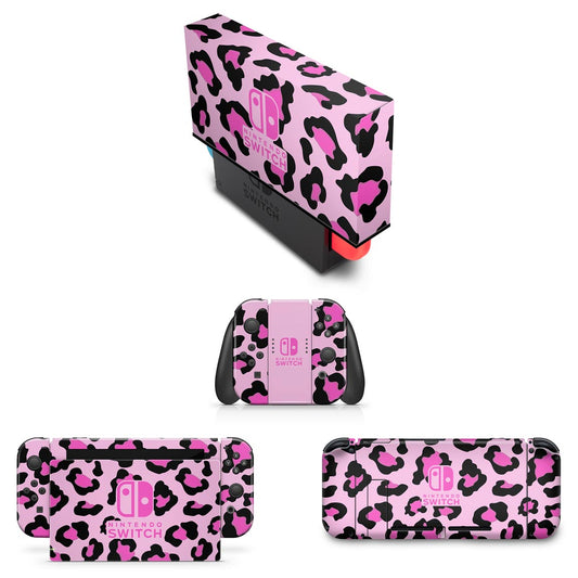 KIT Nintendo Switch Skin e Capa Anti Poeira - Onça Rosa