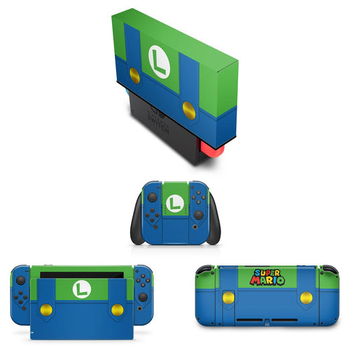 KIT Capa Anti Poeira e Skin Anti-Rage Nintendo Switch 1 - Luigi Verde Mania