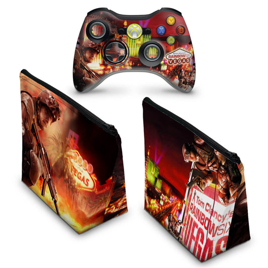 KIT Capa Case e Skin Anti-Rage Xbox 360 Controle - Rainbow Six Vegas