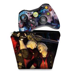 KIT Capa Case e Skin Anti-Rage Xbox 360 Controle - Devil May Cry 4 - Pop Arte Skins