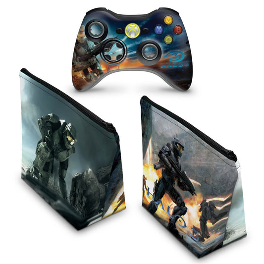 KIT Capa Case e Skin Xbox 360 Controle - Halo 3
