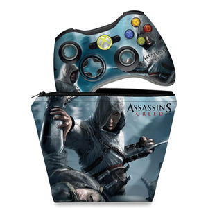 KIT Capa Case e Skin Anti-Rage Xbox 360 Controle - Assassins Creed - Pop Arte Skins
