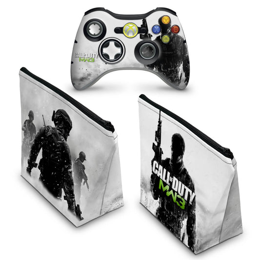 KIT Capa Case e Skin Xbox 360 Controle - Call Of Duty Modern War 3