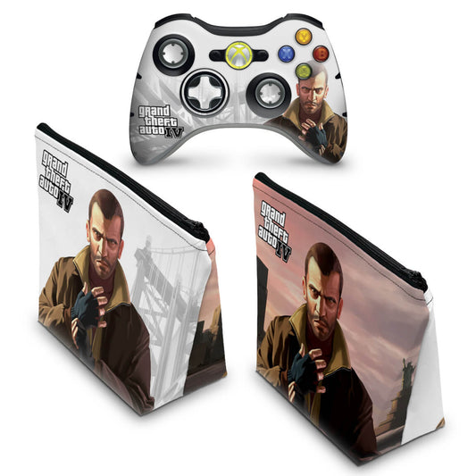 KIT Capa Case e Skin Xbox 360 Controle - Gta Iv