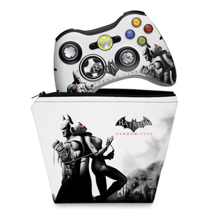 KIT Capa Case e Skin Anti-Rage Xbox 360 Controle - Batman Arkham City - Pop Arte Skins