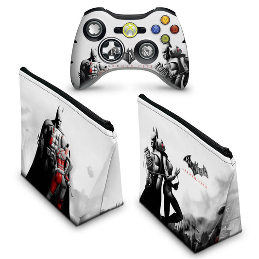 KIT Capa Case e Skin Xbox 360 Controle - Batman Arkham City