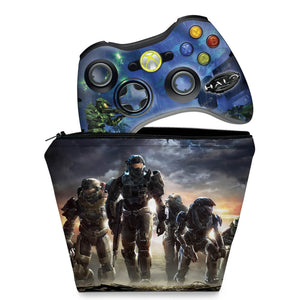 KIT Capa Case e Skin Anti-Rage Xbox 360 Controle - Halo Anniversary - Pop Arte Skins