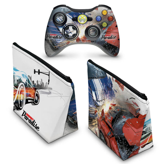 KIT Capa Case e Skin Xbox 360 Controle - Burnout Paradise