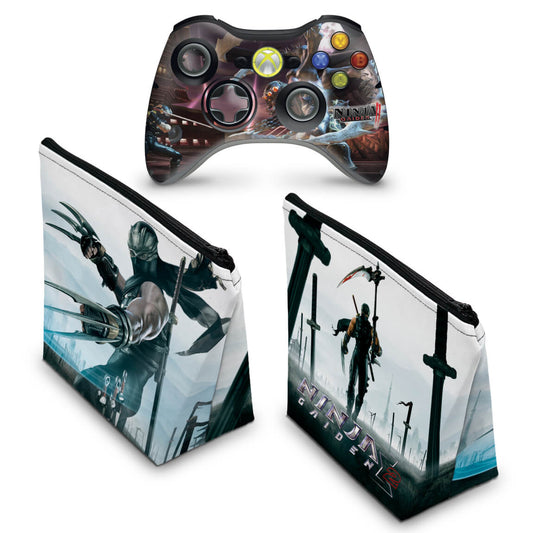 KIT Capa Case e Skin Xbox 360 Controle - Ninja Gaiden 3