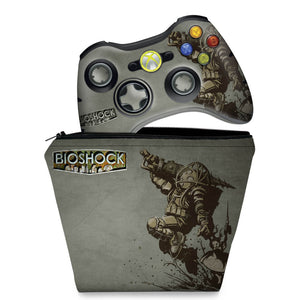 KIT Capa Case e Skin Anti-Rage Xbox 360 Controle - Bioshock - Pop Arte Skins