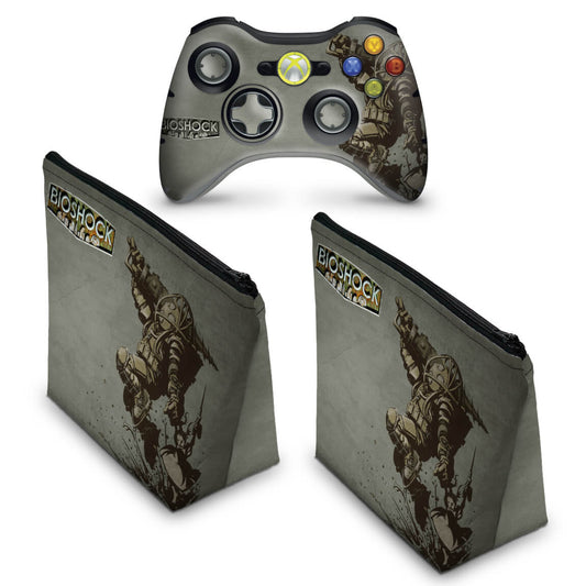 KIT Capa Case e Skin Xbox 360 Controle - Bioshock