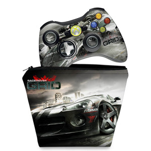 KIT Capa Case e Skin Anti-Rage Xbox 360 Controle - Race Driver Grid - Pop Arte Skins