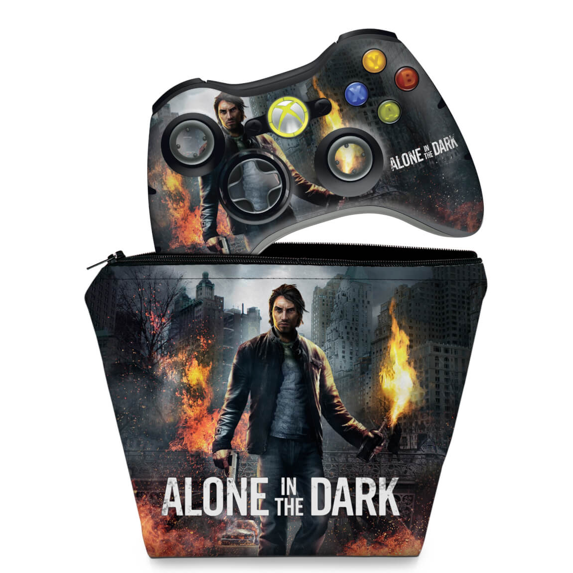 KIT Capa Case e Skin Anti-Rage Xbox 360 Controle - Alone In The Dark