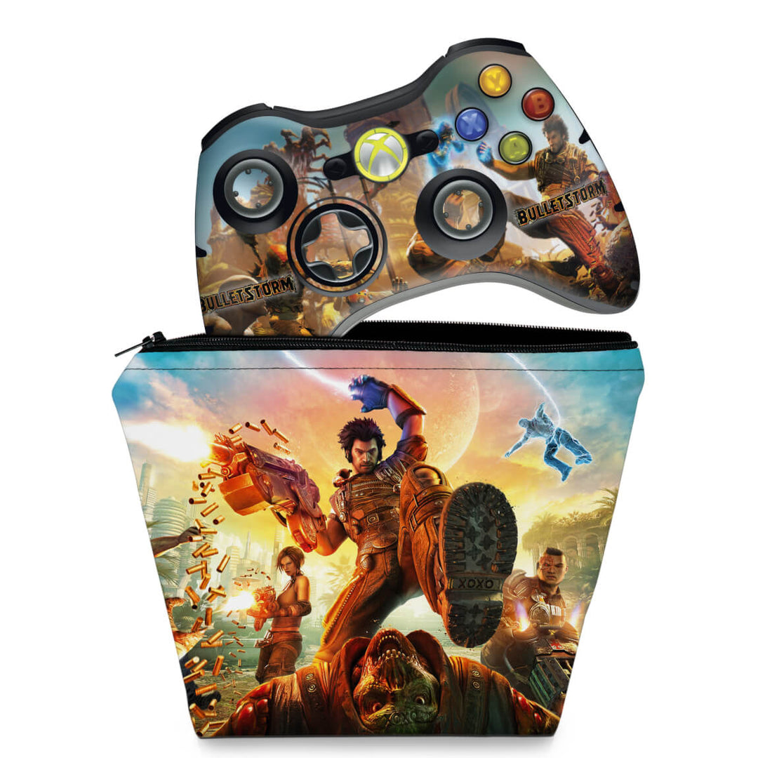 KIT Capa Case e Skin Anti-Rage Xbox 360 Controle - Bulletstorm - Pop Arte Skins
