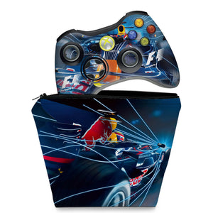 KIT Capa Case e Skin Anti-Rage Xbox 360 Controle - Formula 1 #a - Pop Arte Skins