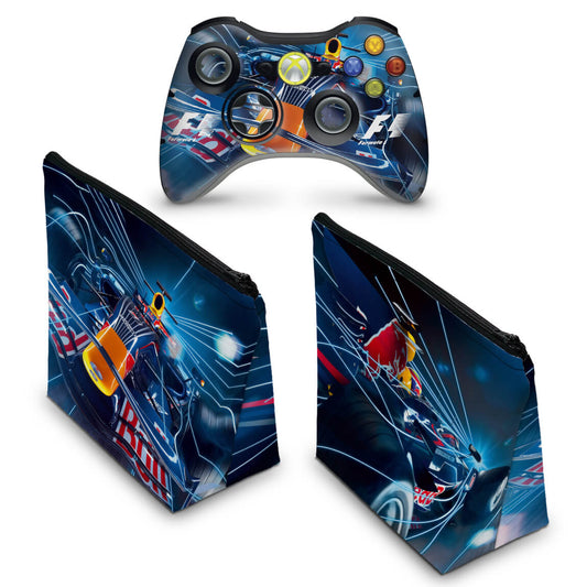 KIT Capa Case e Skin Xbox 360 Controle - Formula 1 #a
