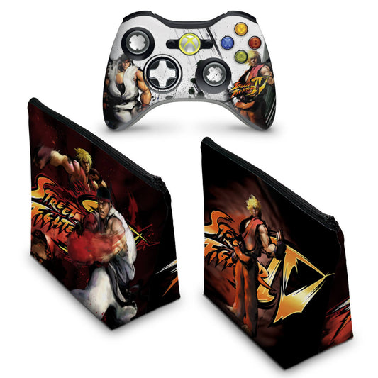KIT Capa Case e Skin Xbox 360 Controle - Street Fighter 4 #a