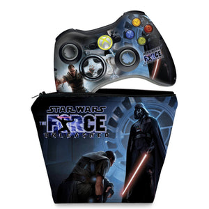KIT Capa Case e Skin Anti-Rage Xbox 360 Controle - Star Wars The Force - Pop Arte Skins